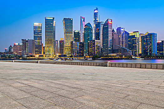 上海陆家嘴夜景全景