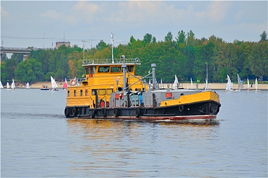 橙色,船,河,雅罗斯拉夫尔,俄罗斯