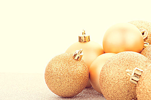 金色,圣诞节,彩球