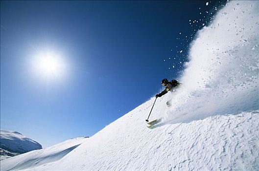 滑雪者,途中,斜坡