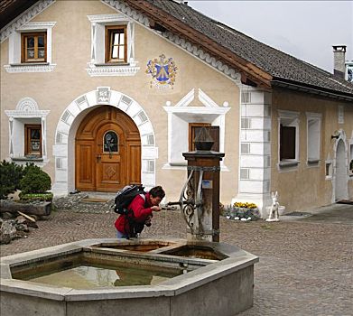 矿泉水,饮水器,恩加丁,瑞士