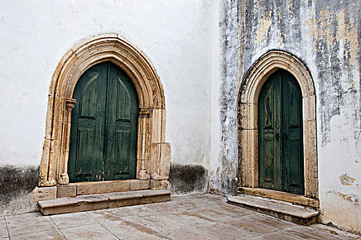 葡萄牙,托马尔,两个,绿色,门,寺院,耶稣,12世纪,圣殿骑士,要塞,骑士