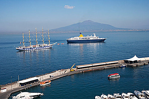 船,港口,索伦托,伊特鲁里亚海,坎帕尼亚区,意大利