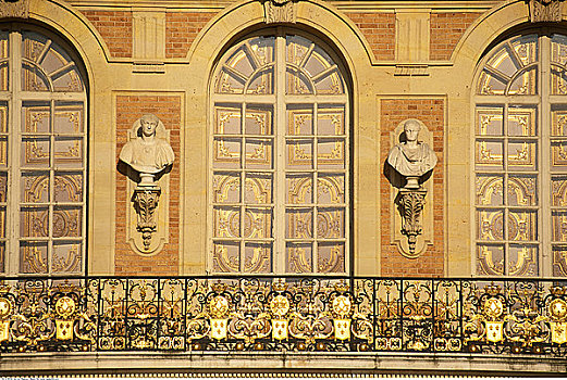 拱形,窗户,栏杆,凡尔赛宫,法国