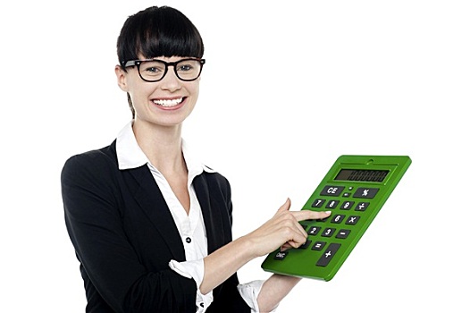 戴眼镜,女人,大,绿色,计算器