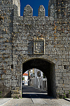 葡萄牙,一个,入口,拱,城市,墙壁