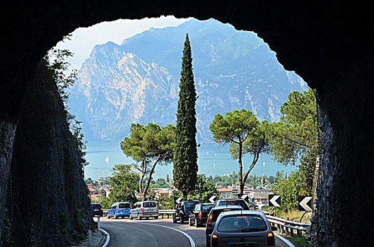 意大利,特兰迪诺,乡间小路,隧道,假日,交通