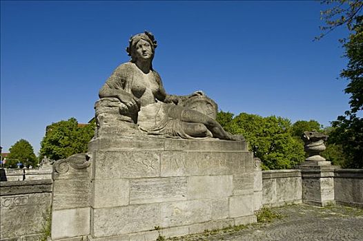 女人,雕塑,缪斯女神像,慕尼黑,上巴伐利亚,德国,欧洲