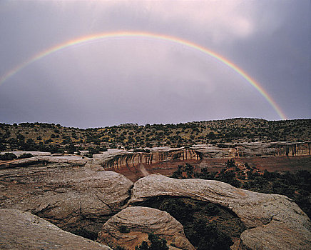 彩虹,拱形,日落,响尾蛇,峡谷,科罗拉多