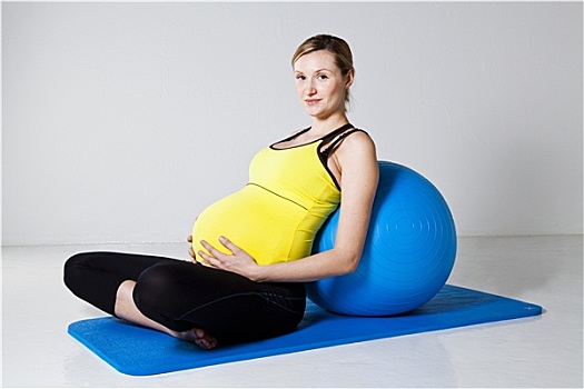孕妇,放松,健身球
