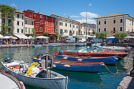 船,港口,散步场所,餐馆,加尔达湖,维罗纳,省,威尼托,意大利,欧洲