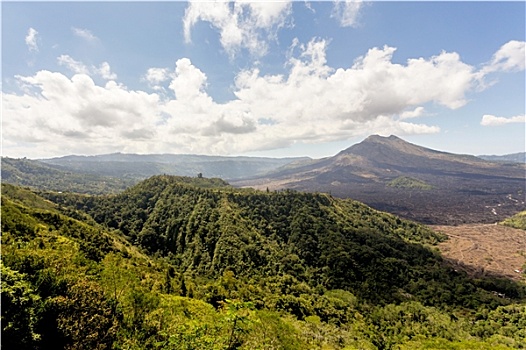 巴图尔,火山,山,巴厘岛
