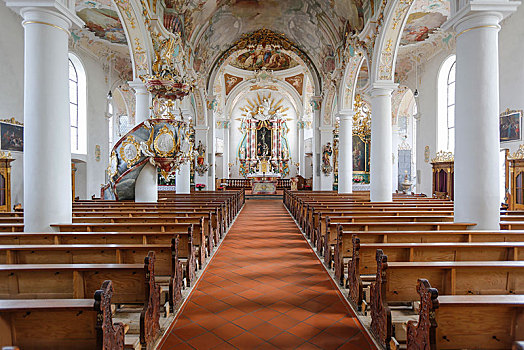 教区教堂,室内,圣坛,巴登符腾堡,德国,欧洲
