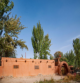 新疆泽普金胡杨国家森林园区长寿民俗文化村维吾尔族人家院落