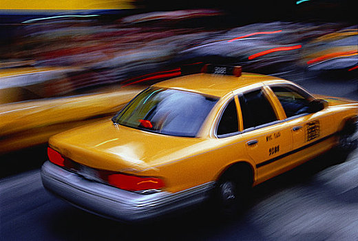 出租车,模糊,交通,城市街道,纽约,美国