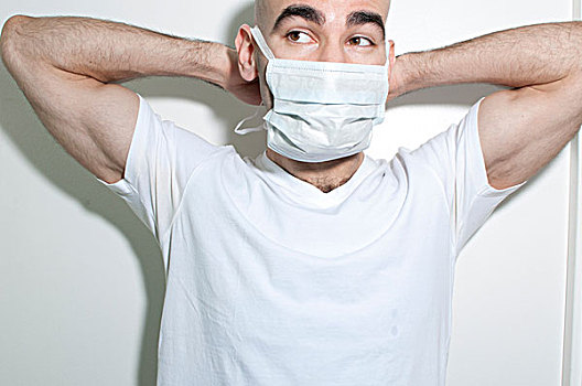 男青年,紧固,手术口罩
