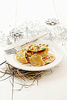 乳酪饺,泡菜,蘑菇馅料,圣诞节,波兰