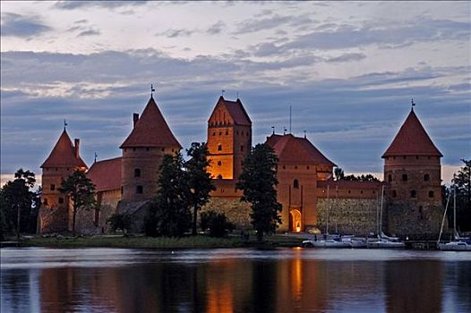 半岛,格拉夫湖,水,城堡,特拉凯,立陶宛,波罗的海国家
