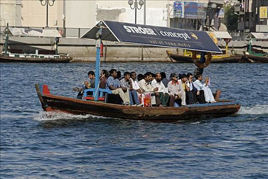 传统,渡轮,迪拜河,酋长国,迪拜,阿联酋,中东