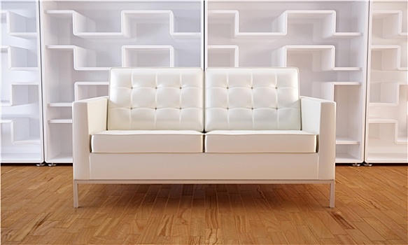 白色,沙发,书架
