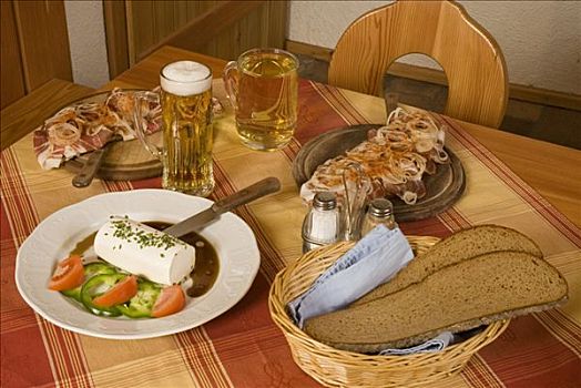 传统,奥地利,餐食,木板