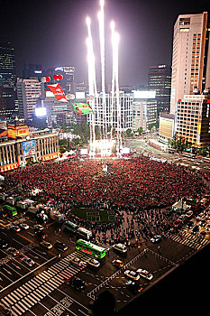 2004年,世界杯,欢呼,首尔,广场
