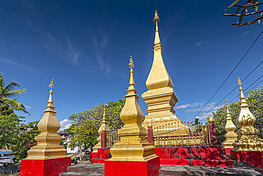 金色,佛塔,寺院,佛教寺庙,琅勃拉邦,老挝