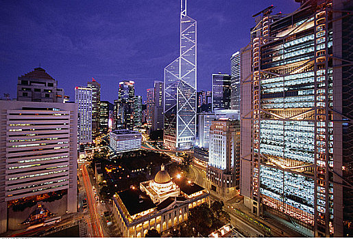 中国银行,立法大楼,黄昏,香港