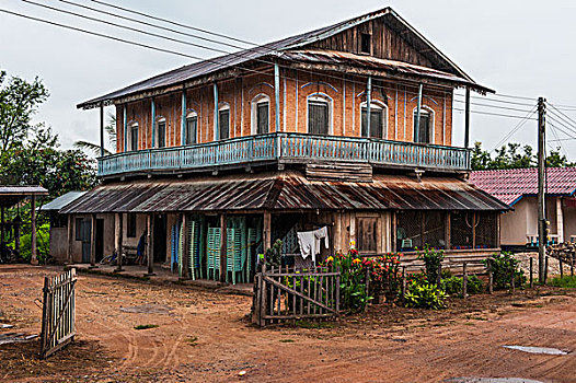 法国,殖民建筑,唱,老挝