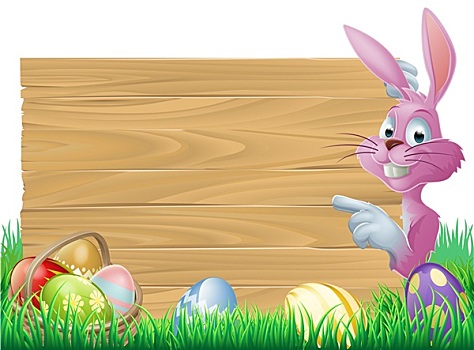 粉色,复活节彩蛋,标识,复活节兔子