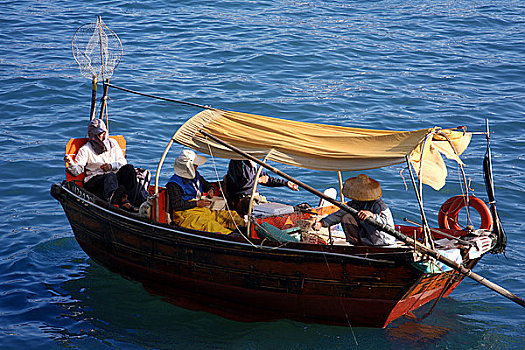 小船,捕鱼,香港岛