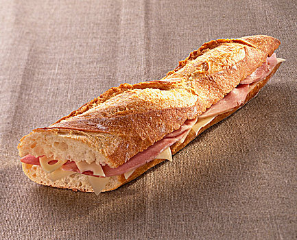 火腿,棍子面包三明治