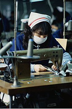 女人,工作,纺织品,制造,设施,韩国