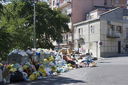 垃圾,靠近,街道,西西里,意大利