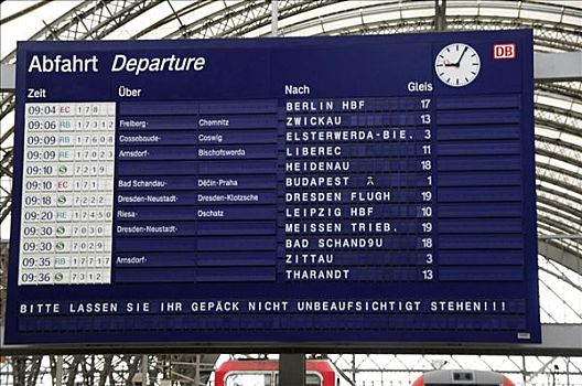离开,信息板,枢纽站,德累斯顿,萨克森,德国,欧洲