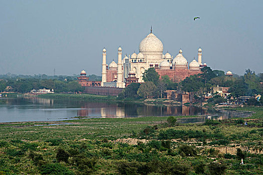 印度,阿格拉,风景,泰姬陵,红堡,砂岩,要塞,世界遗产