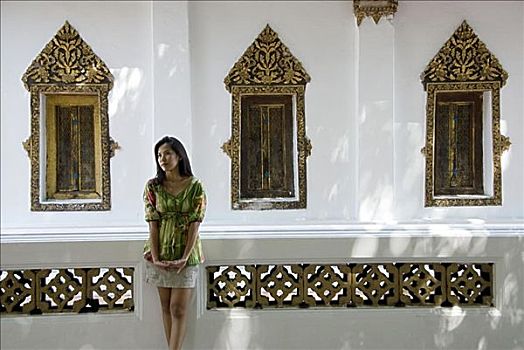 泰国,曼谷,泰国人,女人,庙宇