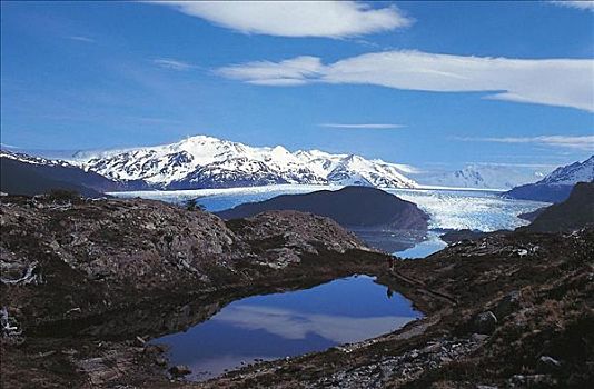 冰河,山,湖,智利,南美