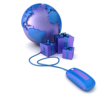 蓝色,世界,礼物,上网