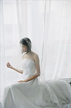 新娘,白色,婚纱