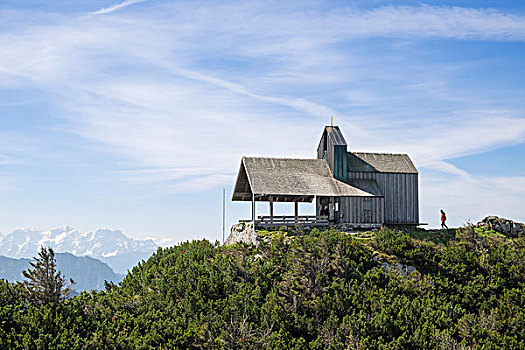 小教堂,山,卑尔根,齐姆高,阿尔卑斯山,上巴伐利亚,巴伐利亚,德国,欧洲