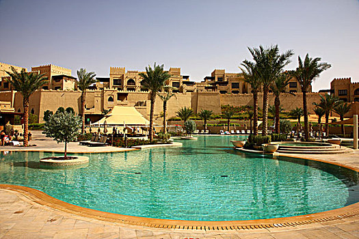 沙漠,豪华酒店,建造,堡垒,靠近,绿洲,阿布扎比,阿联酋,中东