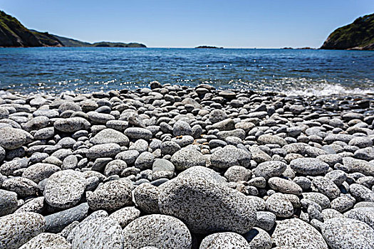 鹅卵石,石头,岸边,海滩,天空