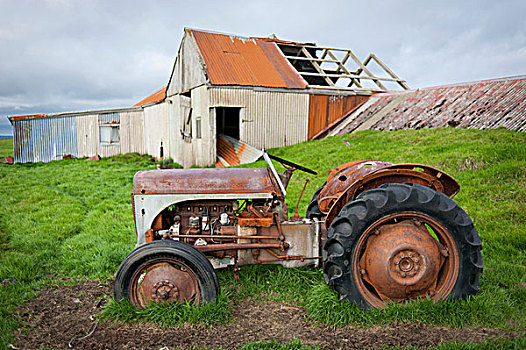 乡村,老,拖拉机,正面,农场,靠近,冰岛,欧洲