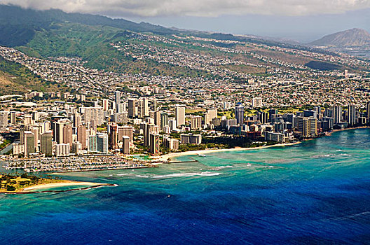 夏威夷大岛,夏威夷,俯视,檀香山,瓦胡岛