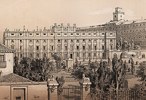 宫殿,阿尔巴,建筑,18世纪,毁坏