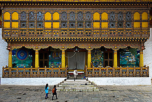 旅游,入口,庙宇,寺院,要塞,普那卡宗,普那卡,地区,不丹,亚洲