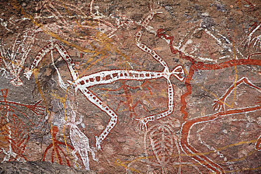 土著,岩石艺术,跳舞,倾斜,画廊,石头,卡卡杜国家公园,北领地州,澳大利亚