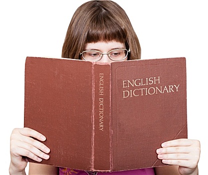 女孩,眼镜,英文,字典,书本