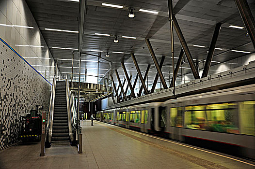 地铁,铁路,接近,车站,鹿特丹,荷兰,欧洲